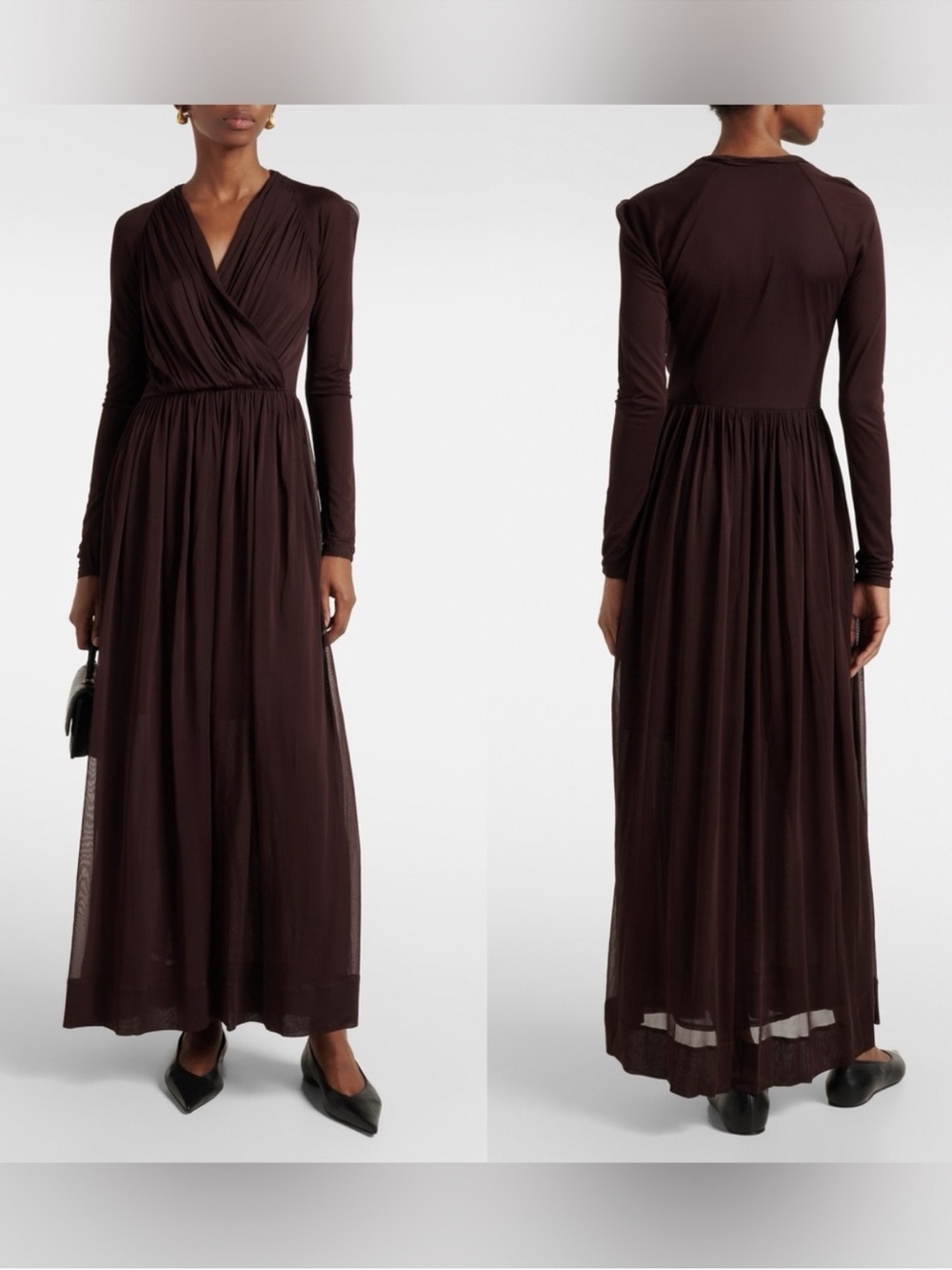 NWT Tory Burch Wrap-effect gathered jersey midi dress 0 $898 - Picture 2 of 12